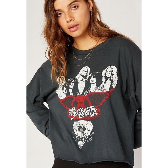 Daydreamer Tops - Daydreamer Aerosmith Crop Top Long Sleeve XS
